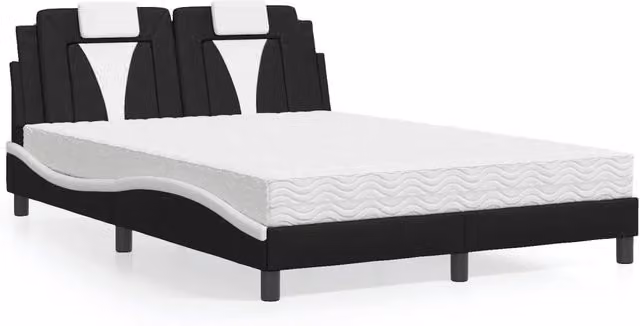 Letto Viana vidaXL in similpelle nero e bianco con materasso L/P: 140 x 200 cm – 1