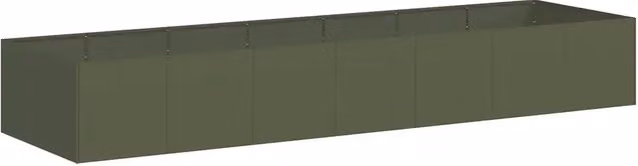 Fioriera | Cassetta per fiori | Vaso Verde Oliva 280x80x40 cm in Acciaio
