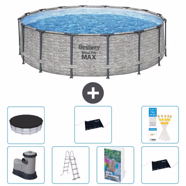 Piscina gonfiabile Bestway Steel Pro MAX, rotonda, 488x122 cm, composta da 6 parti, modello S562
