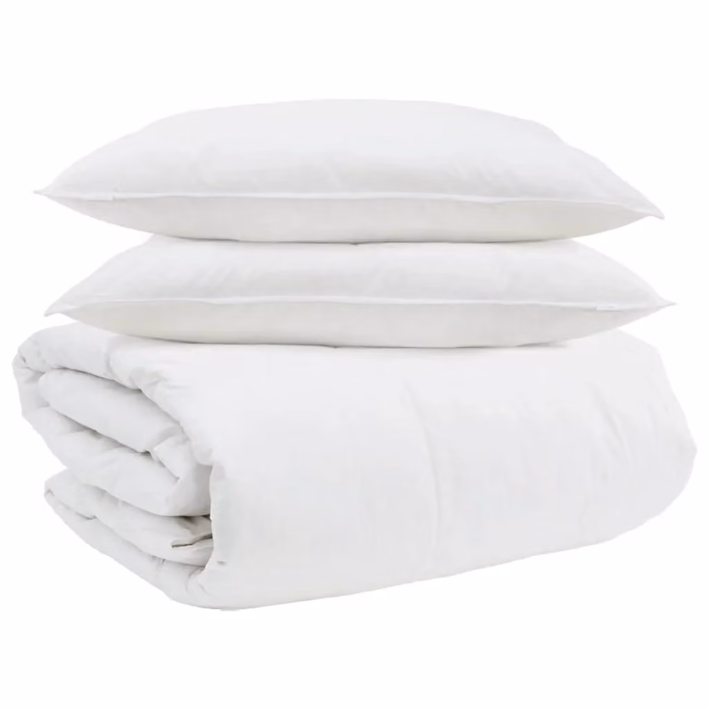 Set di 3 pezzi vidaXL composto da piumone e cuscini in cotone con piuma d'anatra, Bianco – 2
