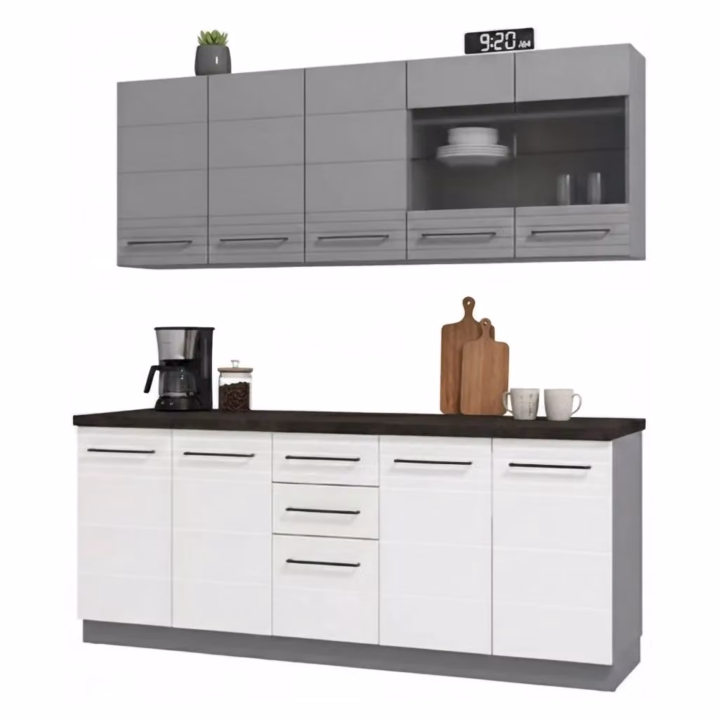 Cucinino Moderno DMORA Bianco con Ante in Vetro e Cassetti Interni – 2