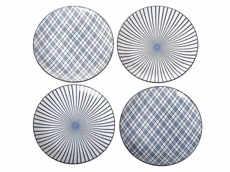 Check Stripes Set di 4 piatti