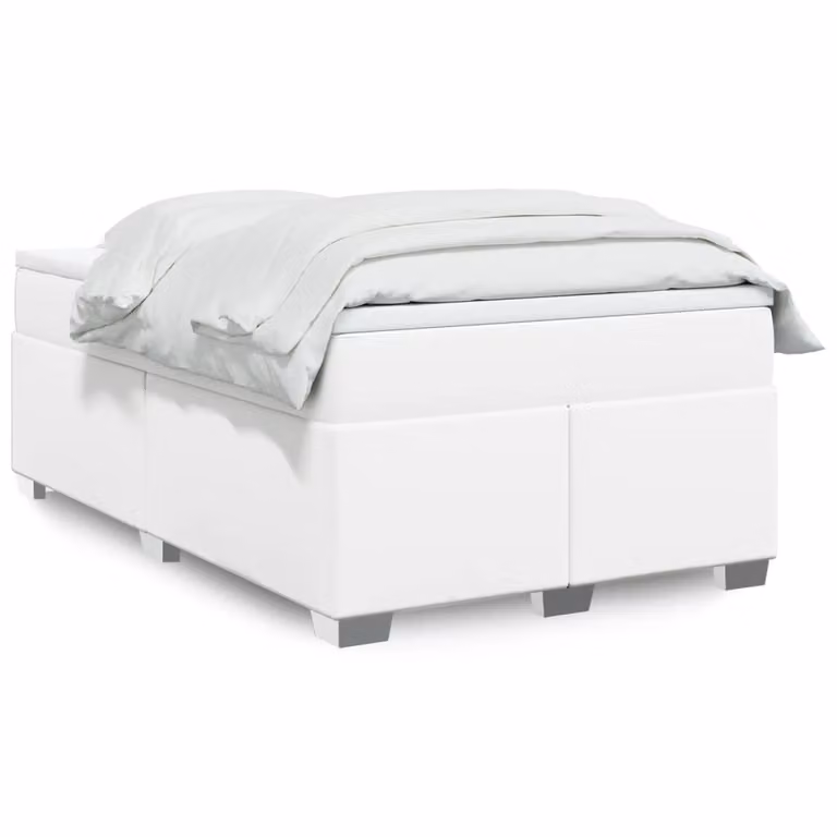vidaXL Giroletto a Molle con Materasso Bianco in Similpelle, L/P/H: 120 x 200 cm
