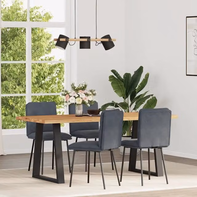 Set di 4 sedie da pranzo vidaXL in velluto grigio con struttura moderna per soggiorno e cucina – 1