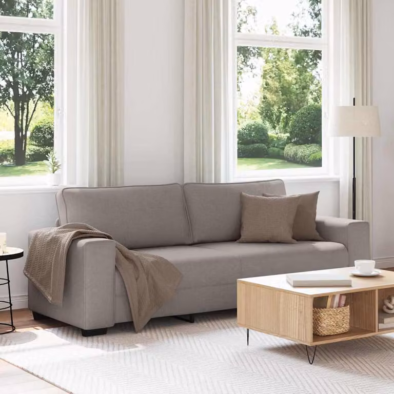 Divano a 3 posti moderno vidaXL in tessuto beige o grigio L: 220 cm, P: 77 cm, H: 82 cm