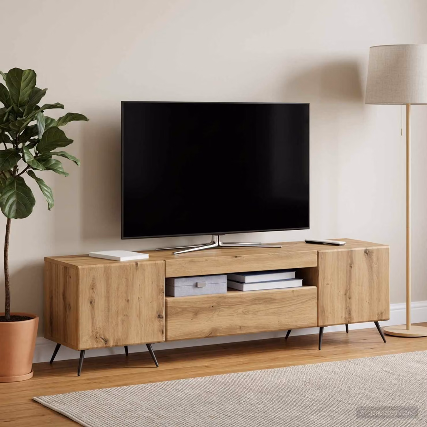 Mobile TV LED vidaXL in legno ingegnerizzato rovere, marrone, L 153,0 cm x P 35,0 cm x H 43,0 cm
