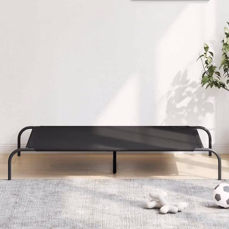 Letto rialzato per cani, per un comfort extra, colore nero, dimensioni 130 x 80 x 20 cm