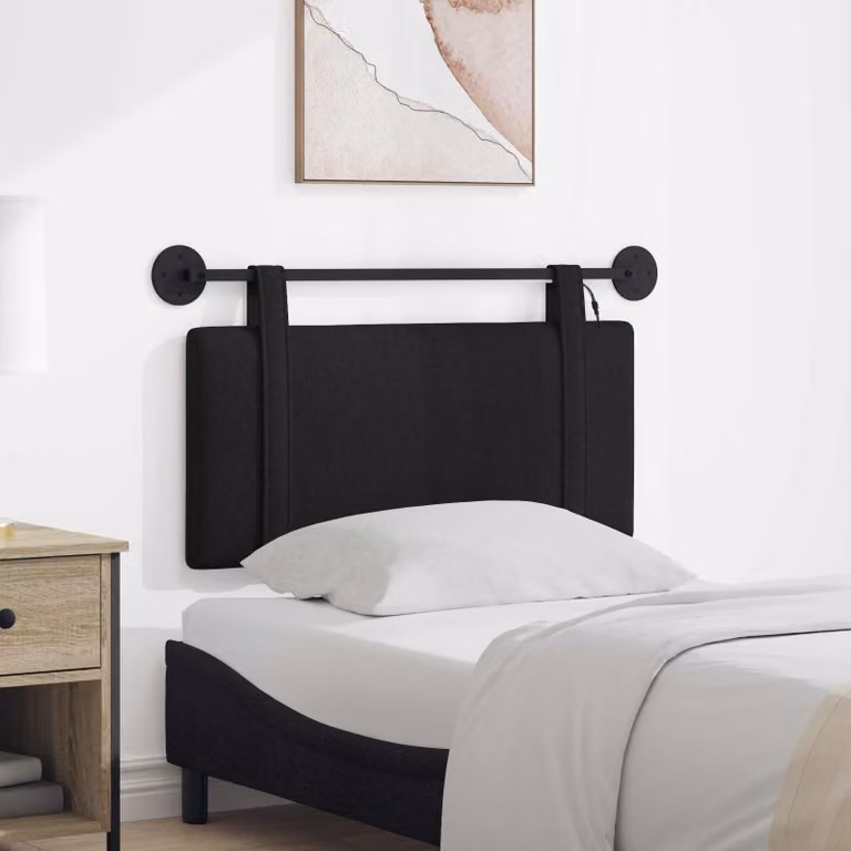 Testiera sospesa vidaXL in tessuto nero con illuminazione integrata e pannello imbottito, L: 140 cm, H: 90 cm, P: 5,5 cm