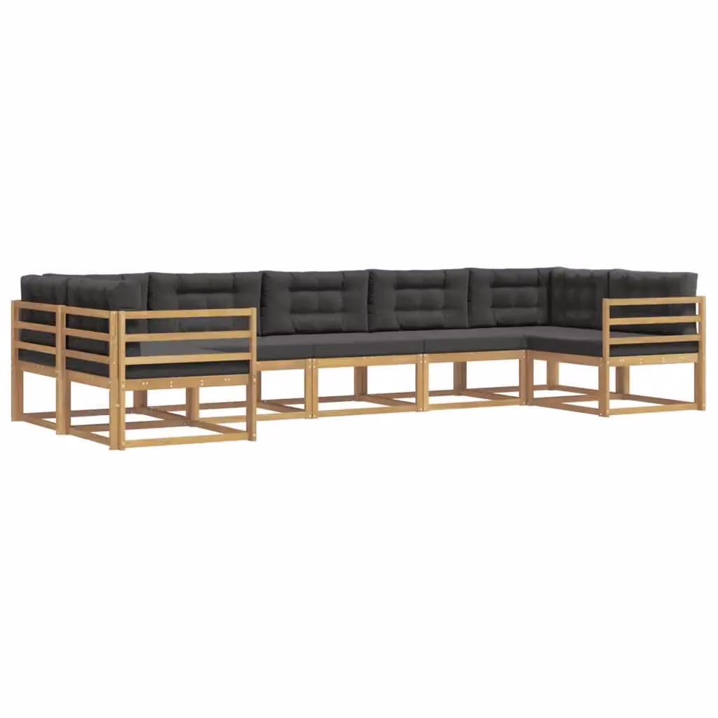 Set di divani da esterno a L vidaXL in legno di acacia con cuscini, Bianco e Antracite – 2