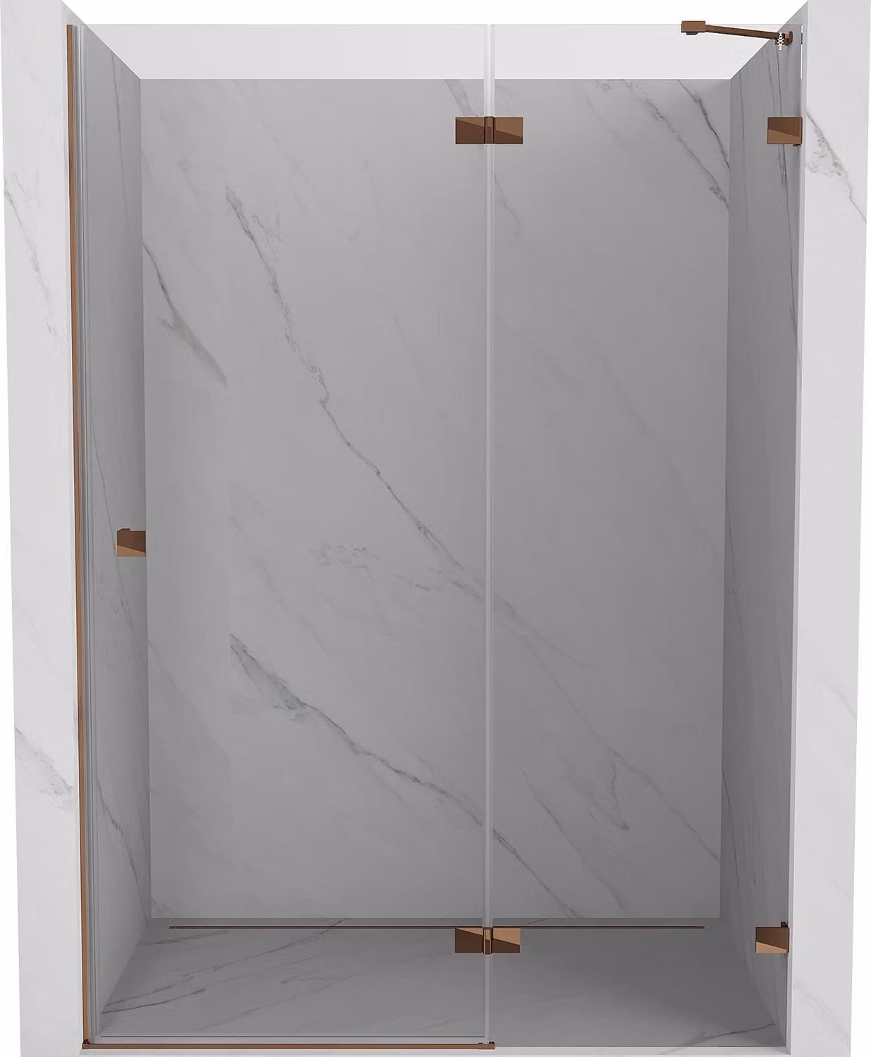 Mexen Lunar porte doccia battenti destra 130 cm, trasparente, oro rosa - 834-130-000-60-00-P