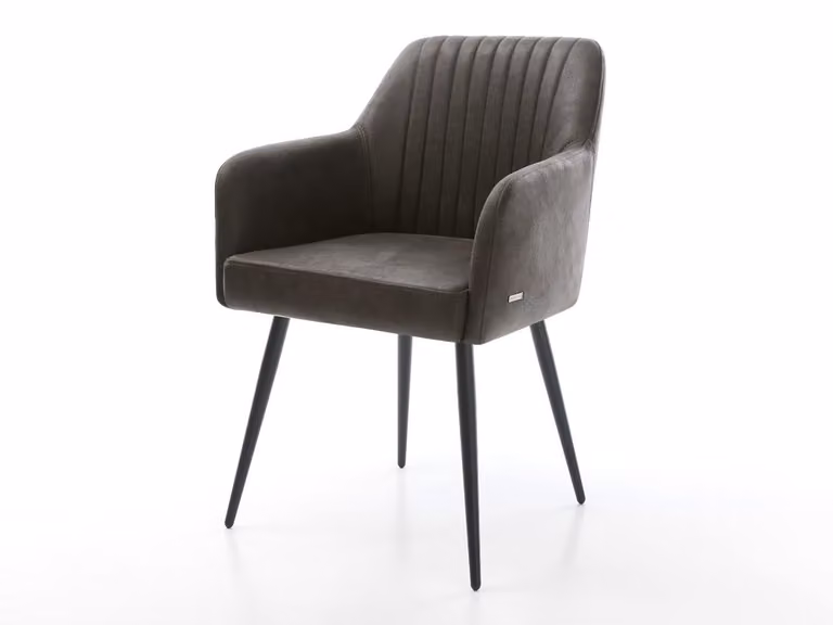 DELIFE Sedia da pranzo Greg-Flex, microfibra, antracite, stile vintage, 4 gambe coniche, nera, imbottitura a molle insacchettate