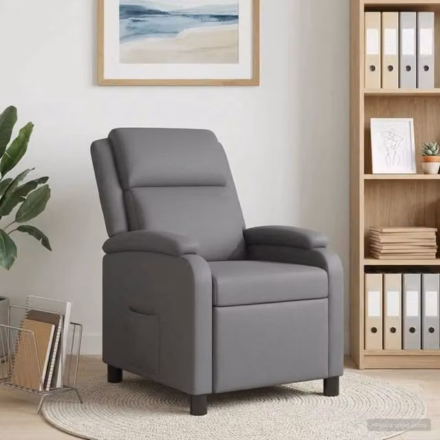Divano Sedia-Poltrona reclinabile Grigio Similpelle 327802