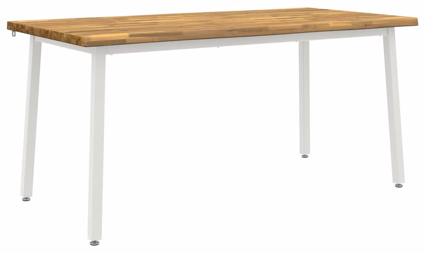 Tavolo da pranzo con piano in legno massello ad effetto "live edge", dimensioni 160 x 70 x 75 cm, legno di acacia, finitura bianca
