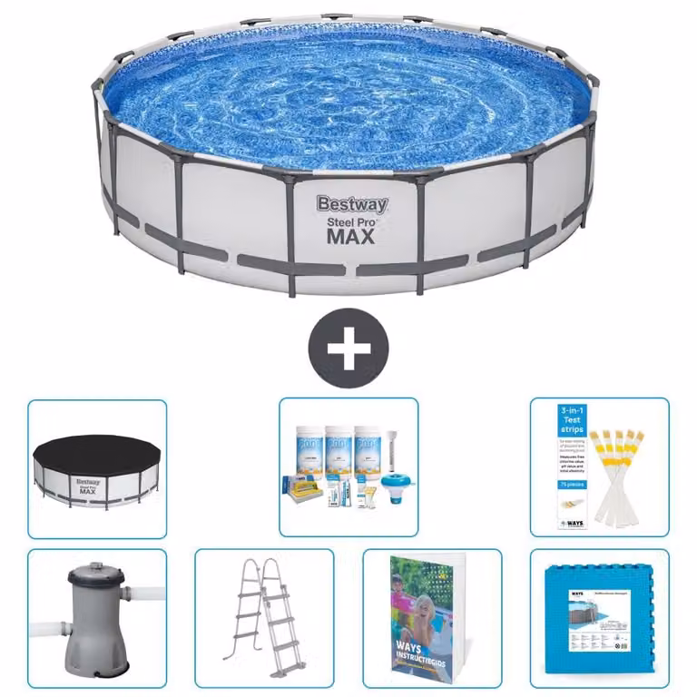 Piscina gonfiabile Bestway Steel Pro MAX, rotonda, 457x122 cm, composta da 6 parti, modello S536