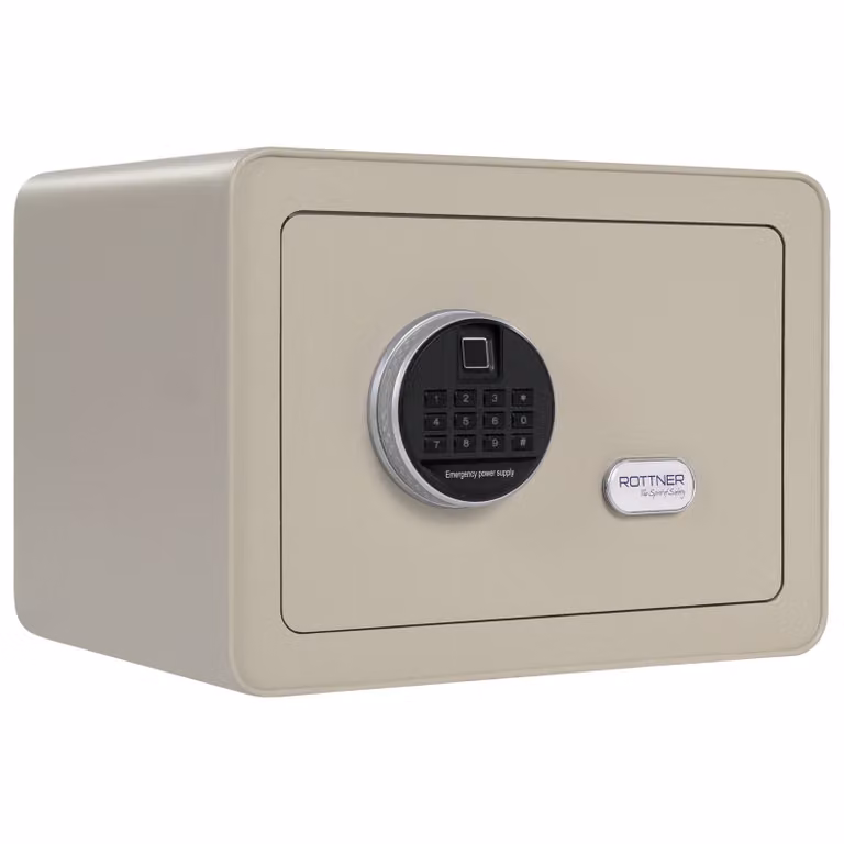 Rottner Cassaforte elettronica per mobili d'epoca grigio | El. serratura con lettore di impronte digitali | 35 x 25 x 25 cm