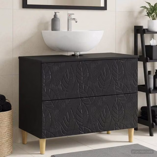 Armadio per lavabo da bagno moderno vidaXL nero L: 82 cm, P: 41 cm, H: 59 cm