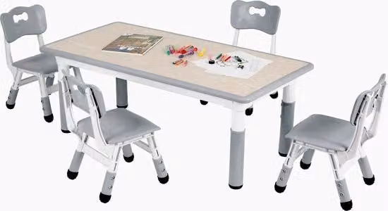 Set da bambino con seggiolini - Set di tavolo per bambini multifunzionale - Tavolo per bambini con 4 seggiolini - Tavolo per bambini in altezza regolabile