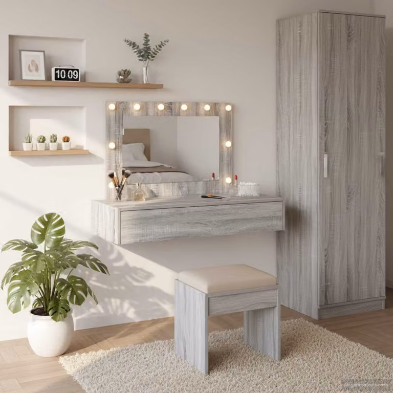 vidaXL Tavolo da Trucco Moderno Grigio in MDF L/P/H: 100 x 40 x 70 cm