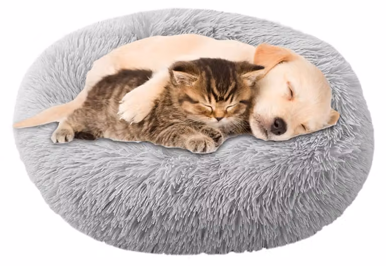 Cuccia per cani, 90 cm, in peluche, a forma di ciambella, rotonda, lavabile, per cani