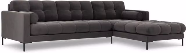 Divano angolare destro Bali di Cosmopolitan Design in velluto grigio scuro, 5 posti, L 293 x P 185 x H 75 cm