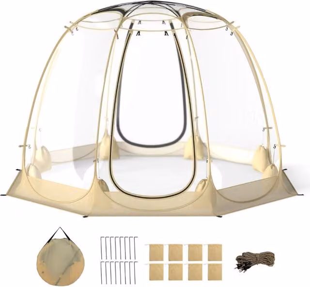 Tenda a bolle pop up da campeggio in PVC antivento e antigelo, Tenda protettiva offre una vista panoramica Trasparente