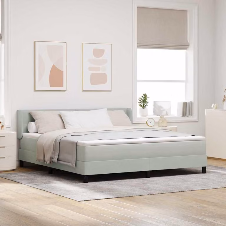 Maison Exclusive - Letto boxspring con testiera grigio chiaro 200 x 180 cm in velluto