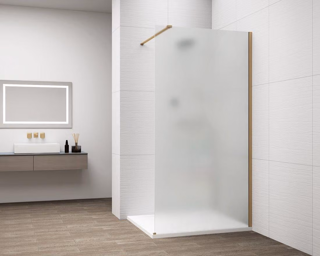 Pannello in vetro opaco per cabina doccia Polysan ESCA GOLD MATT, da montare a parete, effetto vetro satinato, 1300 mm