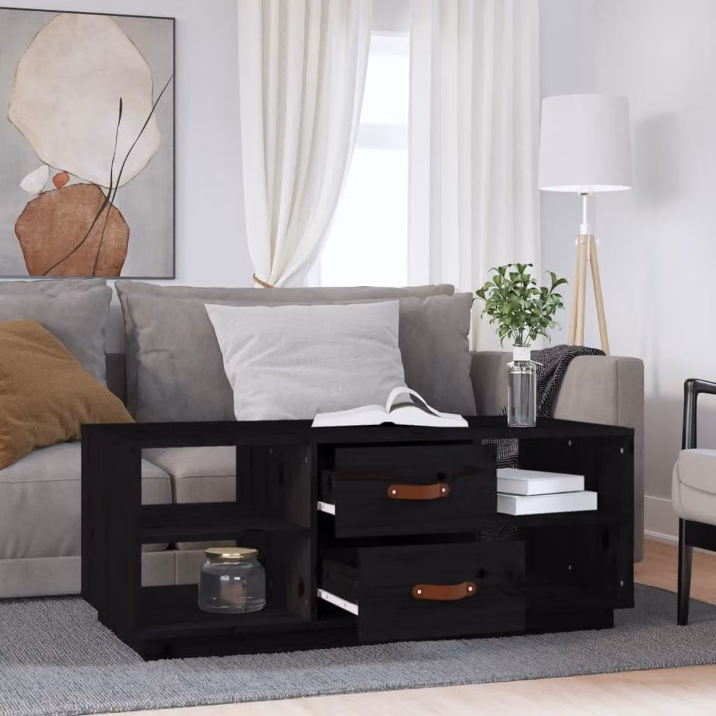Maison Exclusive - Tavolino nero 100x50x41 cm in legno massello di pino