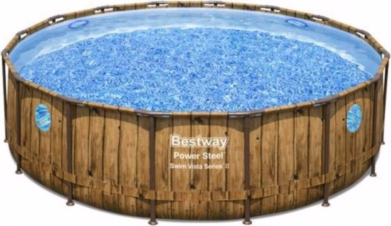 Bestway® Power Steel™ Swim Vista Series™ Frame Pool set completo con pompa filtro Ø 488 x 122 cm, effetto legno (pino), rotondo