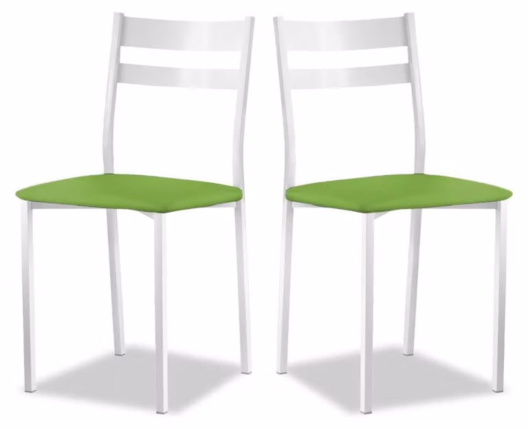 Sedia da cucina in metallo con schienale aperto, colore verde, set da 2