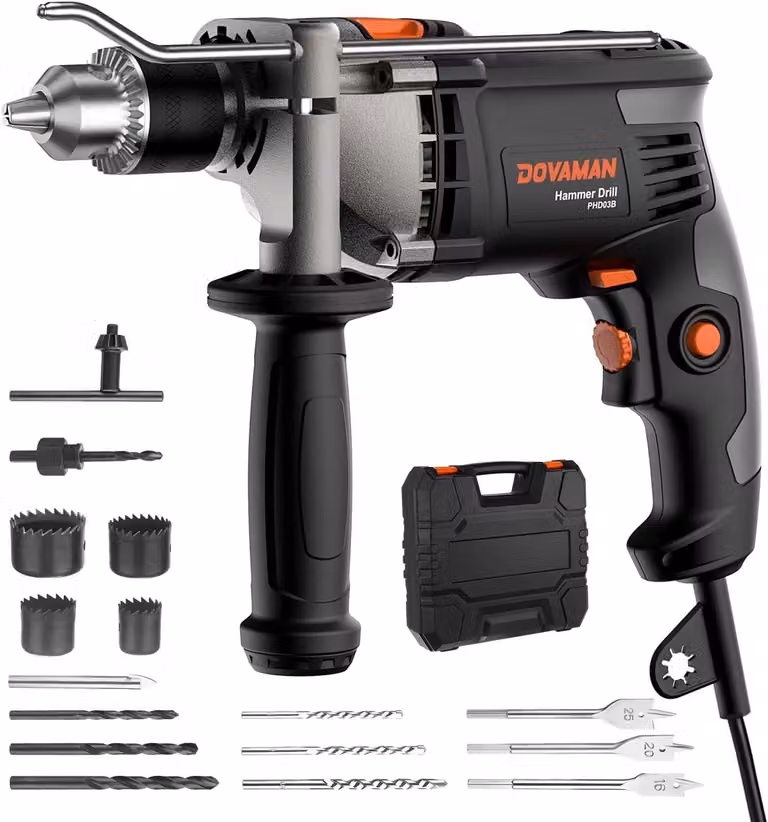 Trapano a percussione elettrico PHD03B, 3000 giri/min, 850 W, nero/grigio