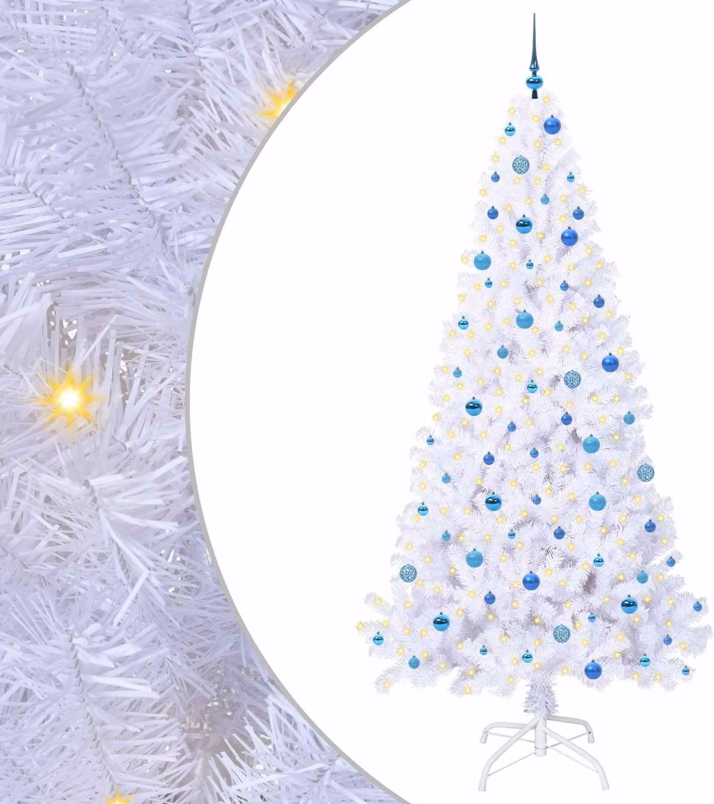 Albero di Natale artificiale bianco 240 cm in PVC e acciaio
