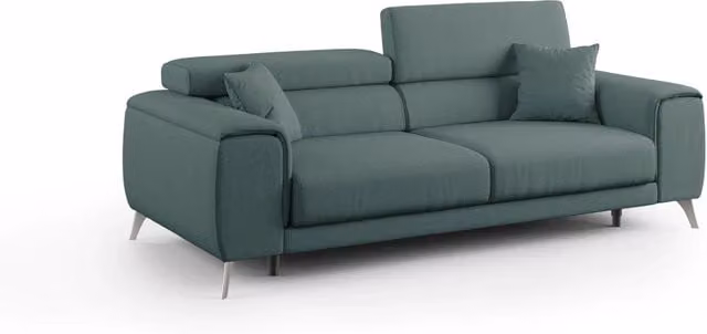 Divano Fusion Divani.Store con sedute allungabili in tessuto smacchiabile verde L: 185 cm