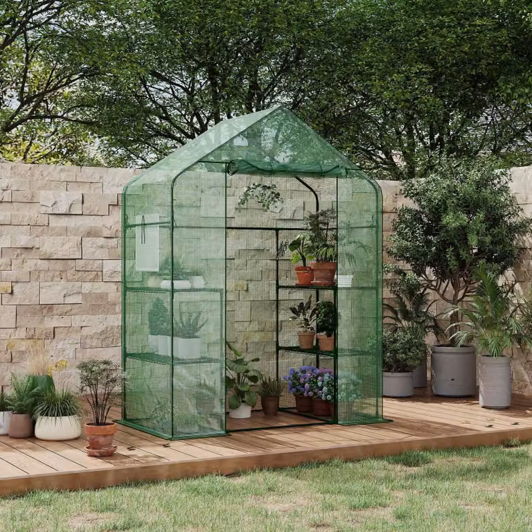 Serra da giardino autoportante, dimensioni 143 x 73 x 195 cm, serra per piante con copertura in plastica PE