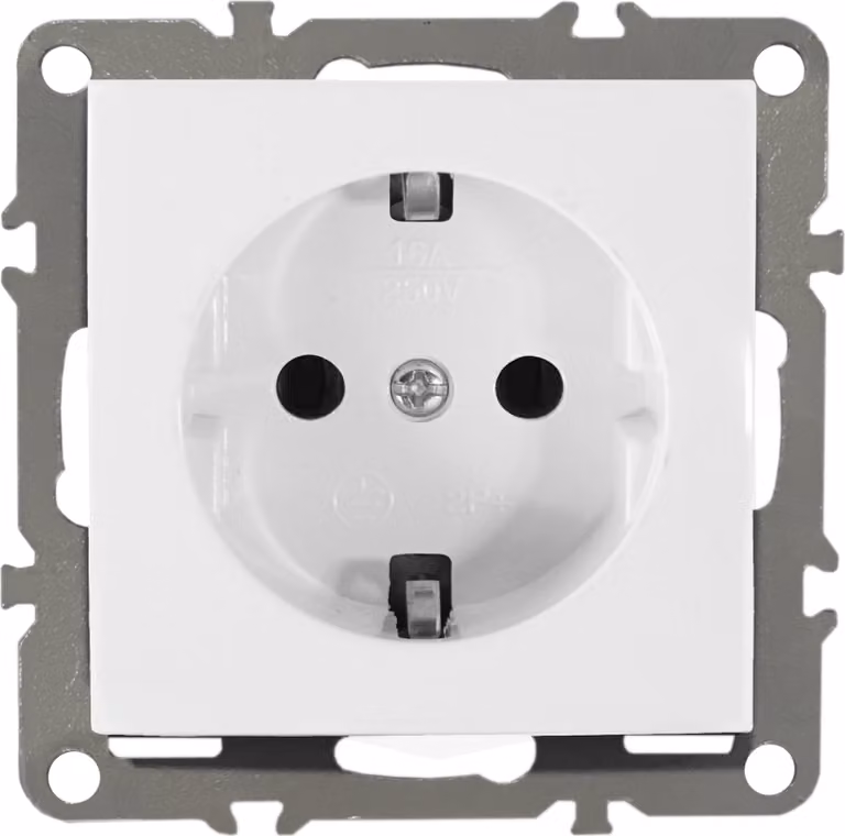 Prese di corrente Schuko 230V, da incasso, serie QUADRA, colore bianco