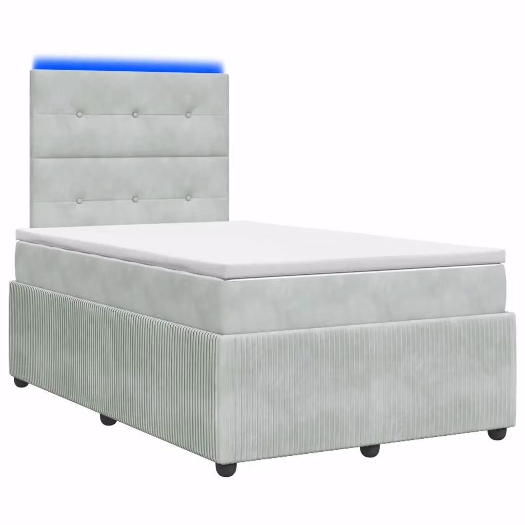 Letto Box Spring vidaXL con Materasso Ibrido e Illuminazione LED, Grigio e Bianco, L/P: 120 x 200 cm – 2