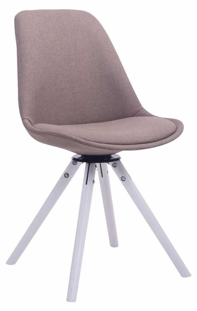 Sedia visitatore girevole Troyes rotonda in tessuto bianco