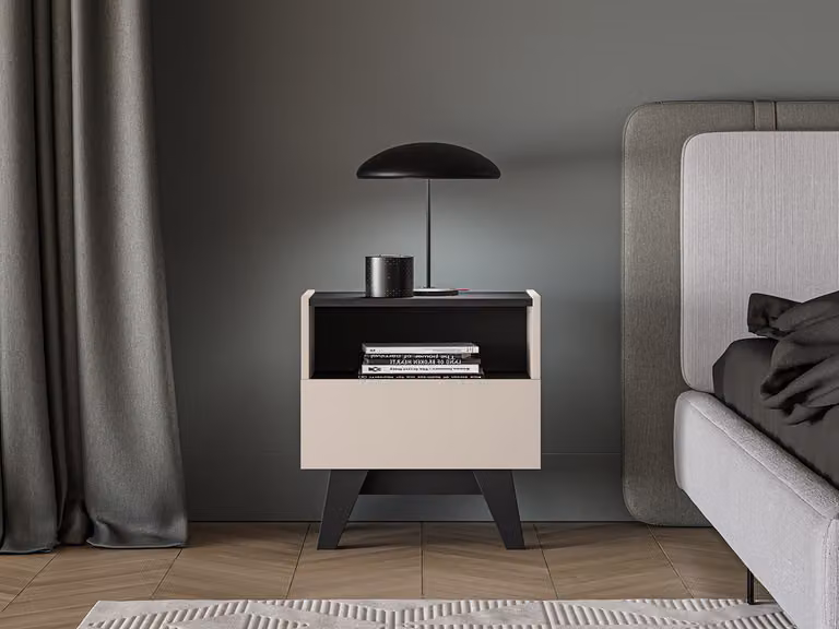 Comodino CHARLOTTE - cashmere / nero