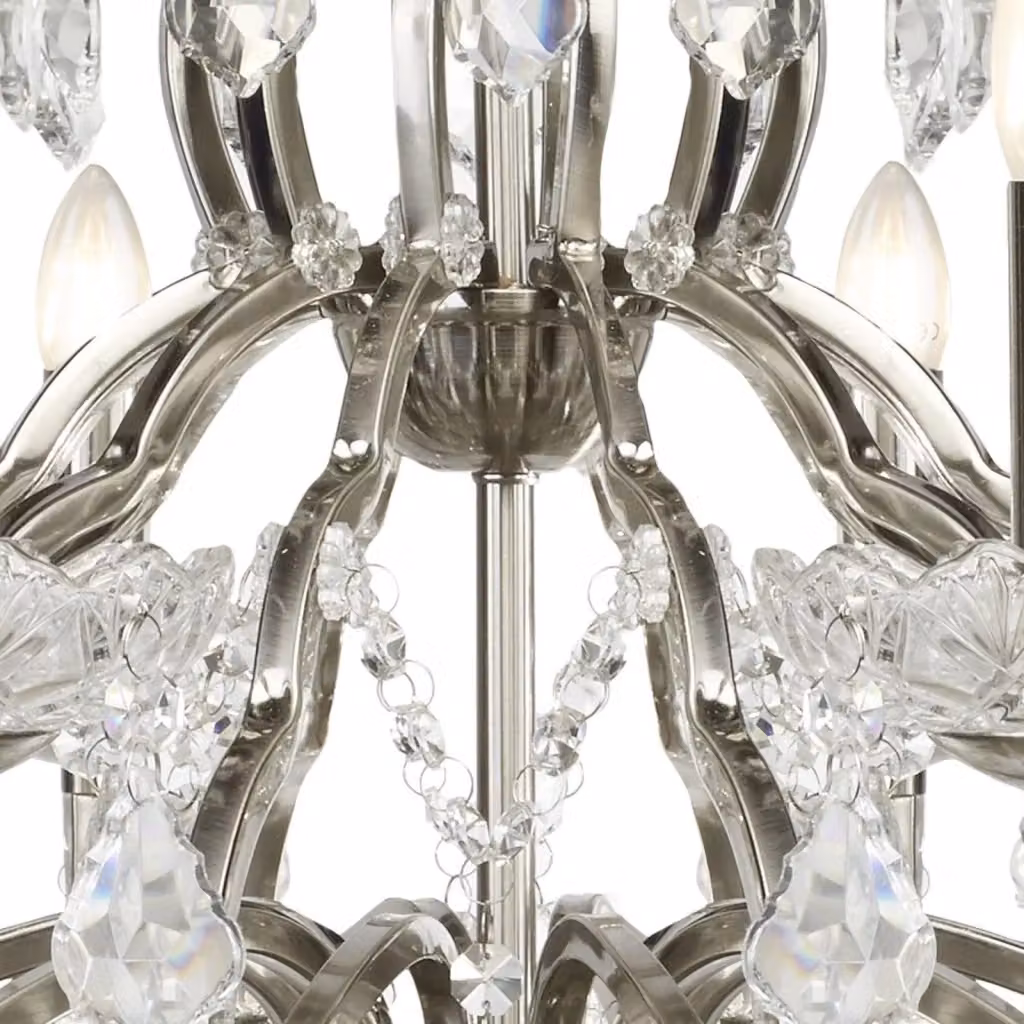 Lampadario Classico SEARCHLIGHT in Acciaio Argento e Vetro Trasparente con 12 Luci E14 – 2