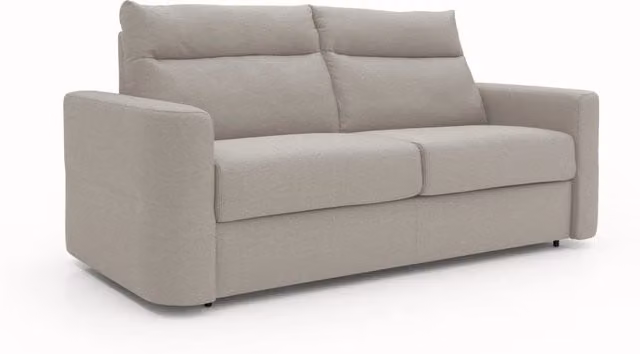 Divano letto Cupido Divani.Store in tessuto impermeabile simil cotone panna con schienale alto L: 202 cm, Matratola: 140 x 197 cm