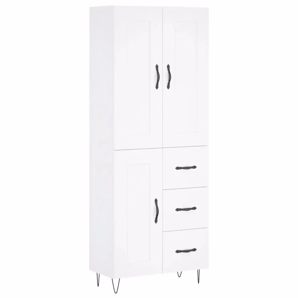 Credenza moderna bianca vidaXL a parete in legno e metallo L: 69,5 cm, P: 34 cm, H: 180 cm – 2