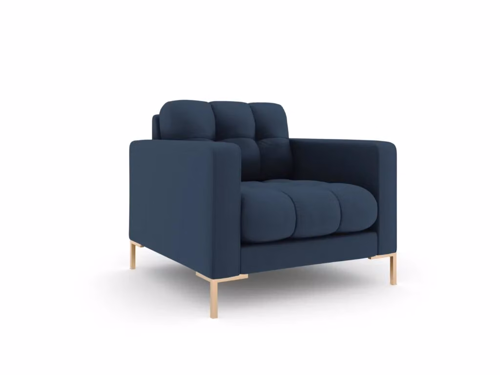 Poltrona Bali Cosmopolitan Design in tessuto strutturato blu con braccioli e struttura in metallo – 2
