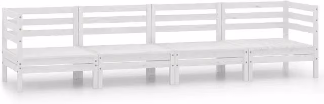 Set Divani da Giardino 4 pz | Set Salotto da Giardino Bianco in Legno Massello di Pino