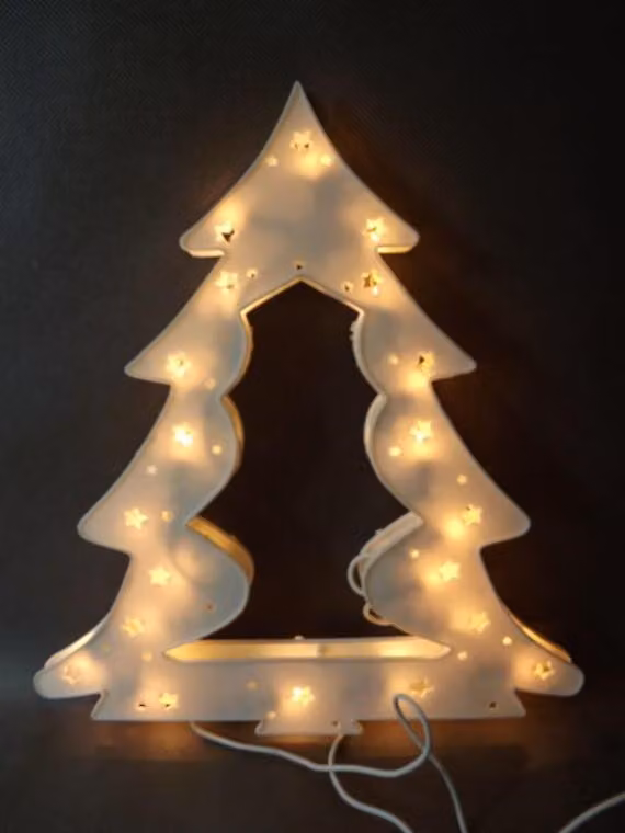 Albero di Natale decorativo con 20 luci, bianco, 30x27cm, alimentazione di rete