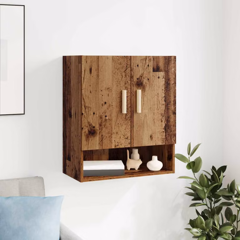 Armadietto a muro moderno vidaXL in legno marrone con ante a battente e ripiani interni L/P/H: 60 x 31 x 70 cm