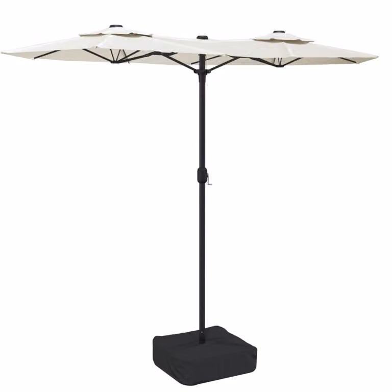 Ombrellone a Doppia Testa Bianco Sabbia 316x145 cm