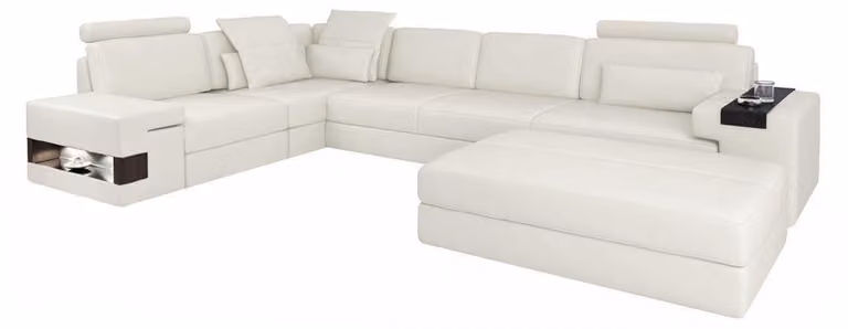 Designer Sofa Couch Ecksofa mit Hocker Polster Garnitur Wohnlandschaft L-Form