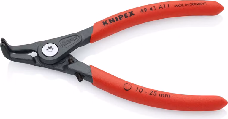 KNIPEX 49 41 A11 Pinza di precisione per anelli esterni su alberi rivestiti in plastica antiscivolo grigio atramentata 130 mm