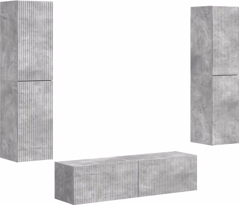 Set mobile TV 6 pcs Grigio cemento Legno multistrato