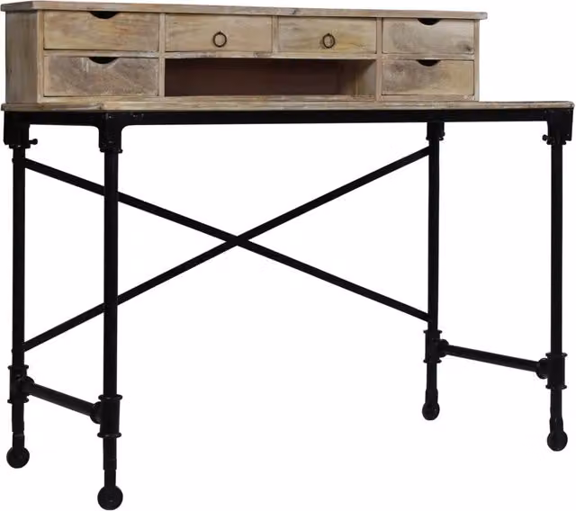 Scrivania in Legno Massello di Mango e Acciaio 110x50x96 cm 244947